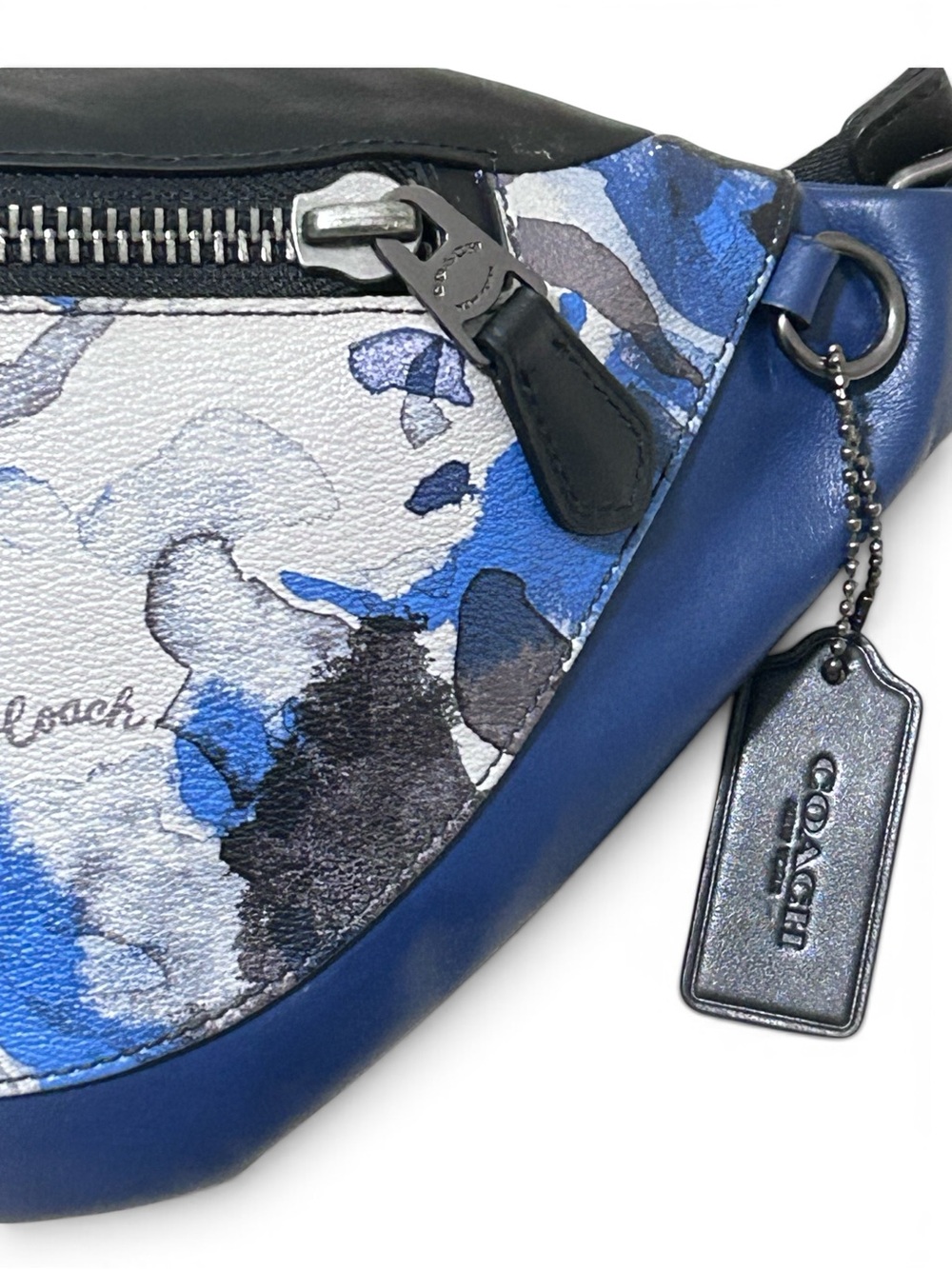 COACH Warren Gender Neutral Leather & Coated Canvas in Watercolor Print Belt Bag - Picture 2 of 12
